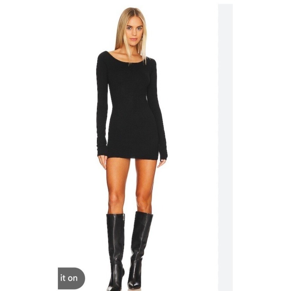 SNDYS Revolve Milo Knit Dress Black Bodycon Low Back Mini Size XS Event Gala